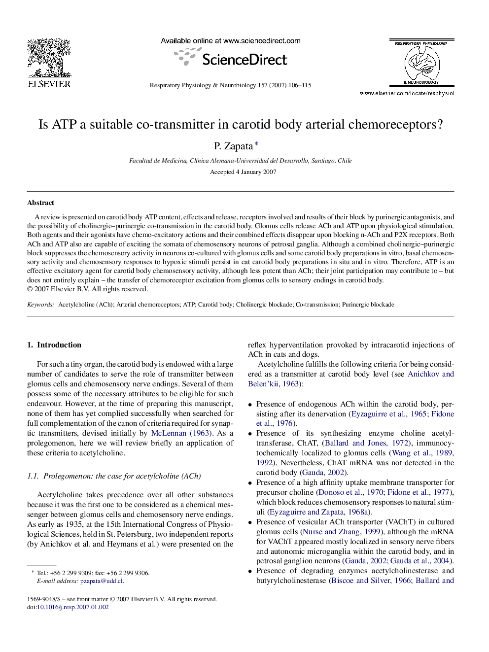 Is ATP a suitable co-transmitter in carotid body arterial chemoreceptors?