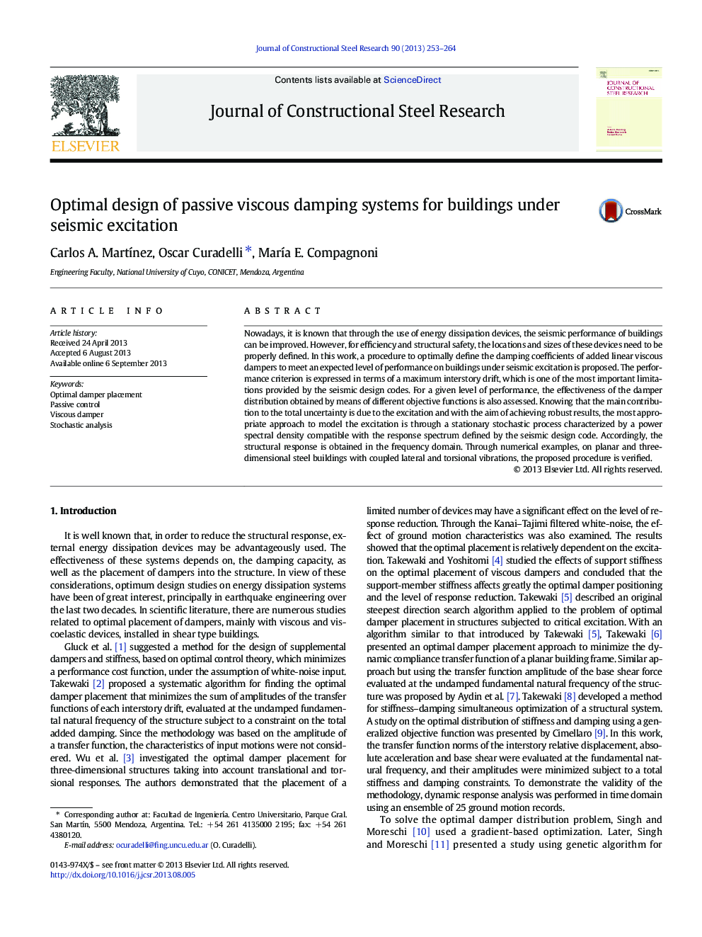 Optimal design of passive viscous damping systems for buildings under seismic excitation