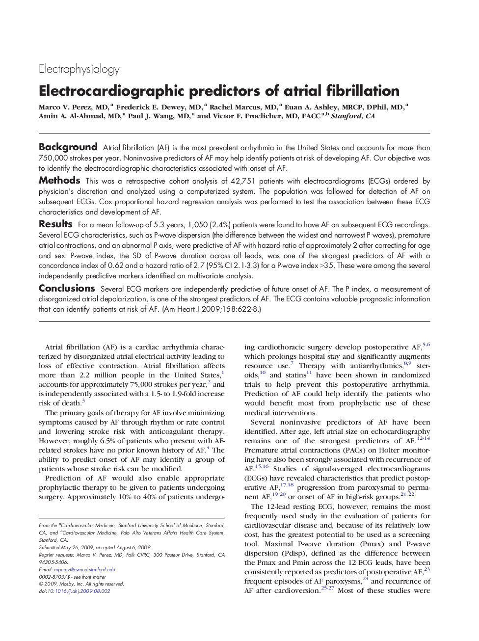 Electrocardiographic predictors of atrial fibrillation