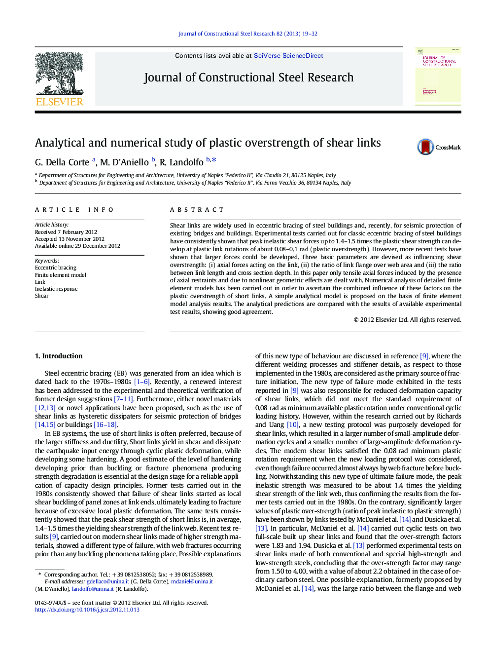 Analytical and numerical study of plastic overstrength of shear links