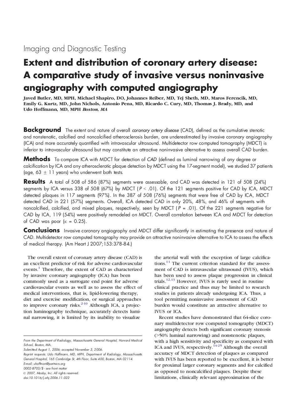 Extent and distribution of coronary artery disease: A comparative study of invasive versus noninvasive angiography with computed angiography