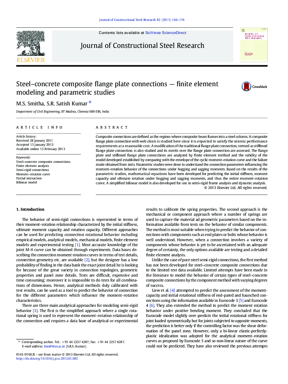 Steel–concrete composite flange plate connections — finite element modeling and parametric studies