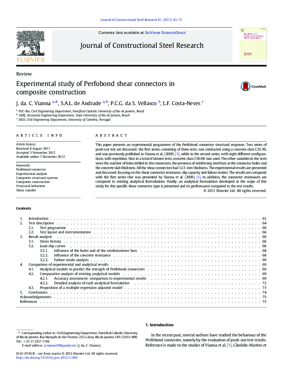 Experimental study of Perfobond shear connectors in composite construction