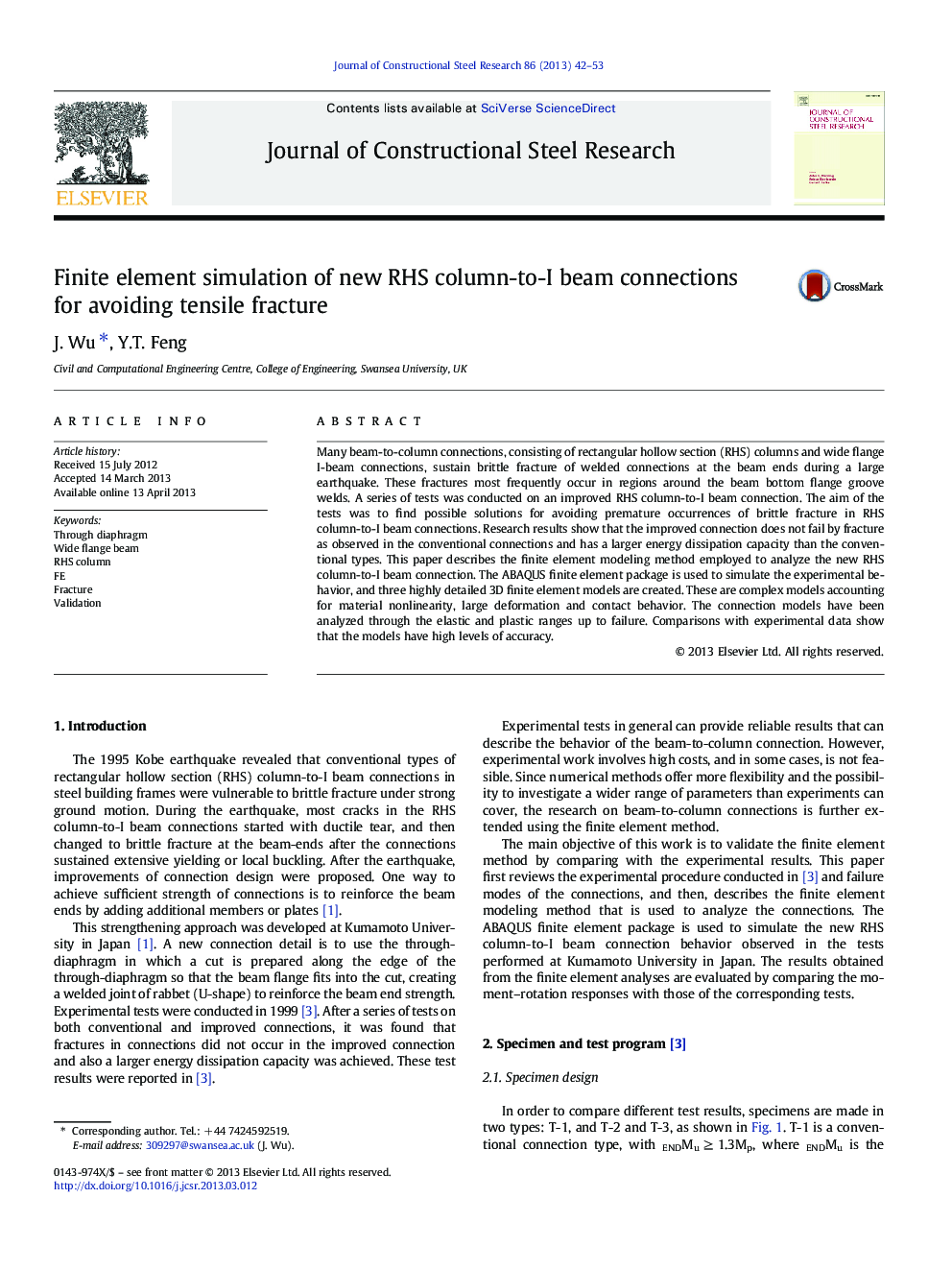 Finite element simulation of new RHS column-to-I beam connections for avoiding tensile fracture