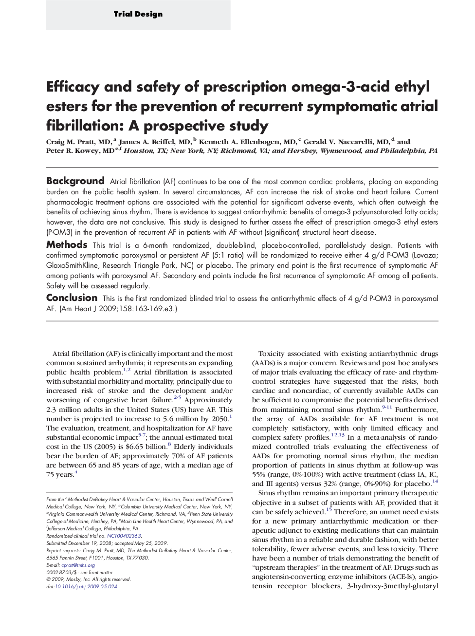 Efficacy and safety of prescription omega-3-acid ethyl esters for the prevention of recurrent symptomatic atrial fibrillation: A prospective study