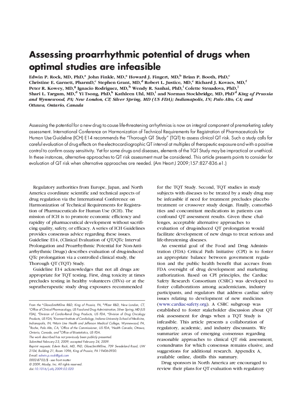 Assessing proarrhythmic potential of drugs when optimal studies are infeasible