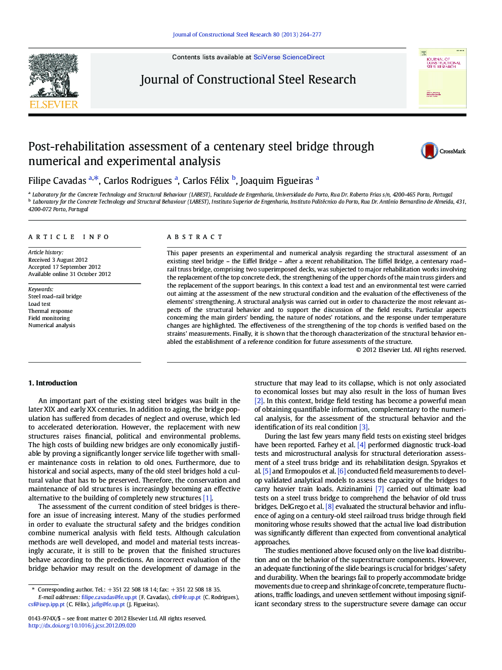 Post-rehabilitation assessment of a centenary steel bridge through numerical and experimental analysis