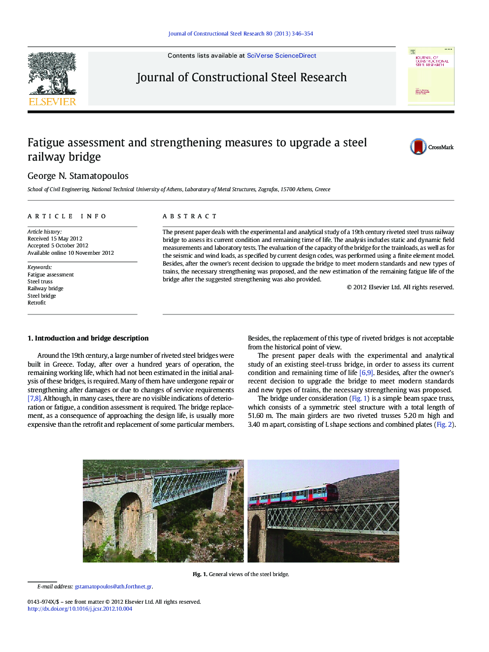 Fatigue assessment and strengthening measures to upgrade a steel railway bridge