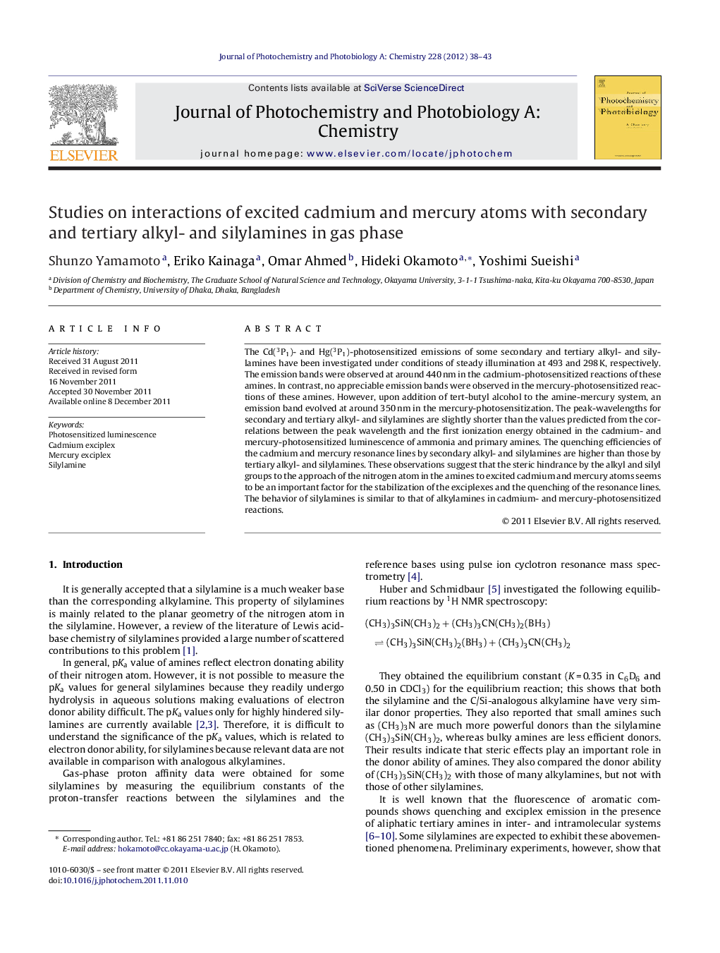 Studies on interactions of excited cadmium and mercury atoms with secondary and tertiary alkyl- and silylamines in gas phase