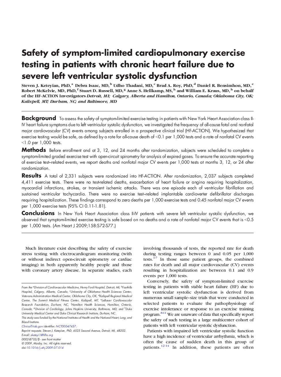 Safety of symptom-limited cardiopulmonary exercise testing in patients with chronic heart failure due to severe left ventricular systolic dysfunction 