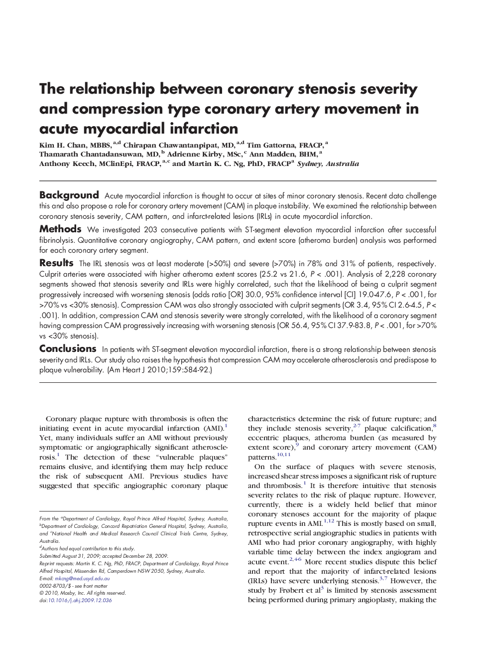 The relationship between coronary stenosis severity and compression type coronary artery movement in acute myocardial infarction