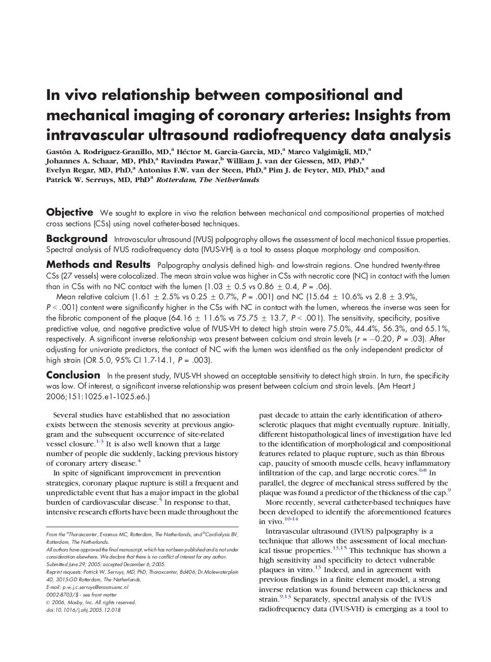 In vivo relationship between compositional and mechanical imaging of coronary arteries