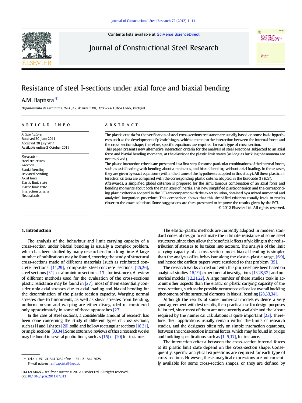 Resistance of steel I-sections under axial force and biaxial bending