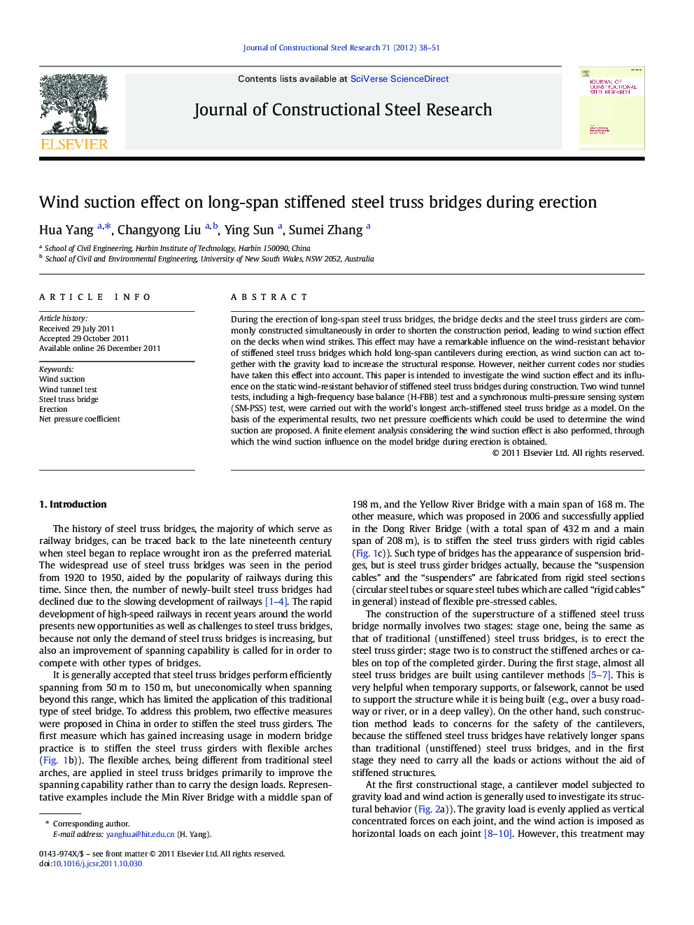 Wind suction effect on long-span stiffened steel truss bridges during erection