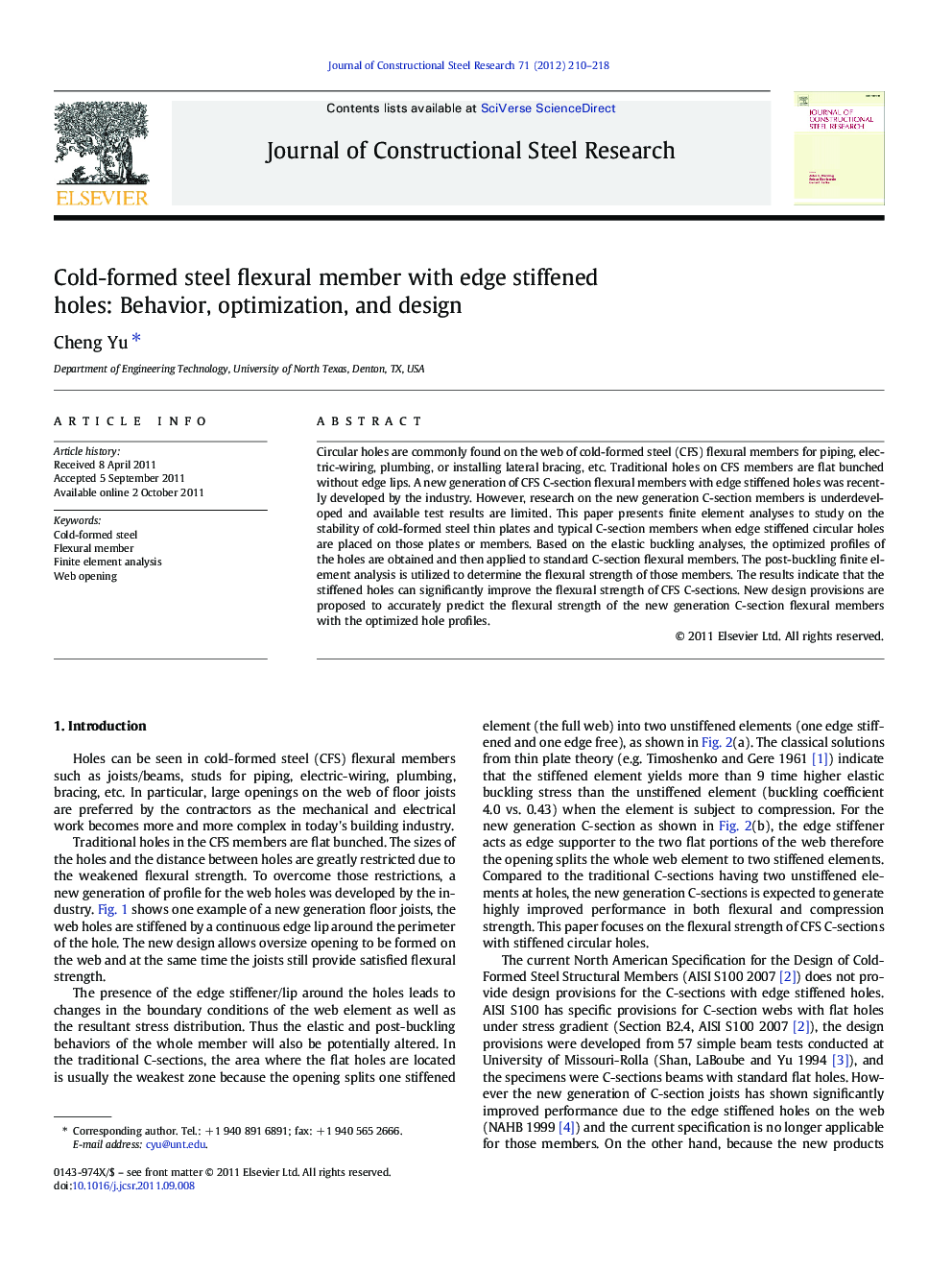 Cold-formed steel flexural member with edge stiffened holes: Behavior, optimization, and design