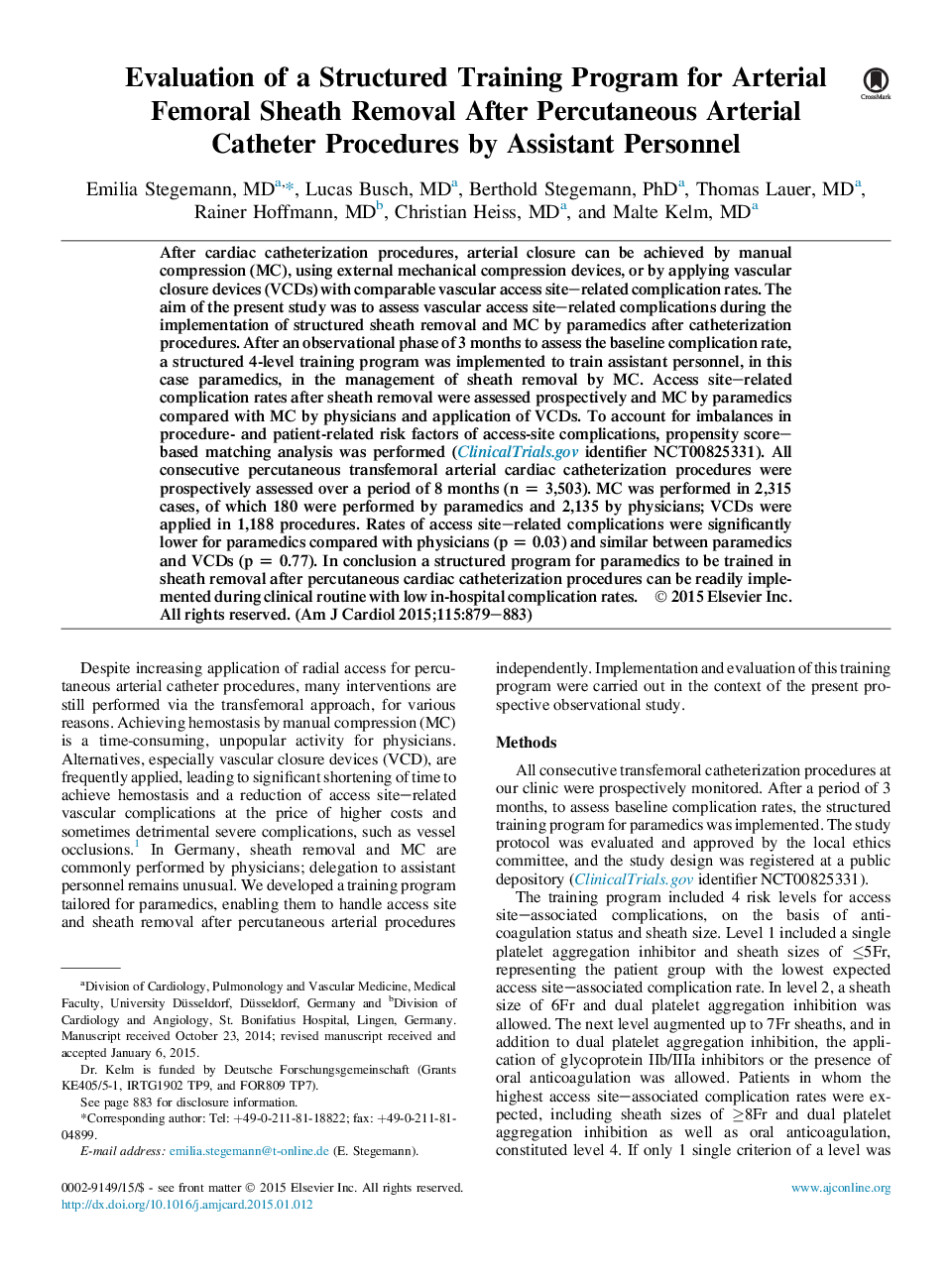 ارزیابی یک برنامه آموزشی ساختاری برای حذف پوست سر فیبرومی شریان پس از روش کاتتر آئورت پوستی توسط کارکنان دستیار 