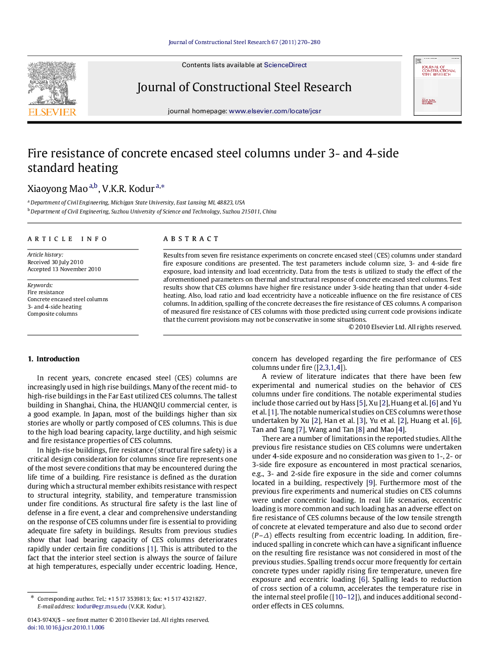 Fire resistance of concrete encased steel columns under 3- and 4-side standard heating