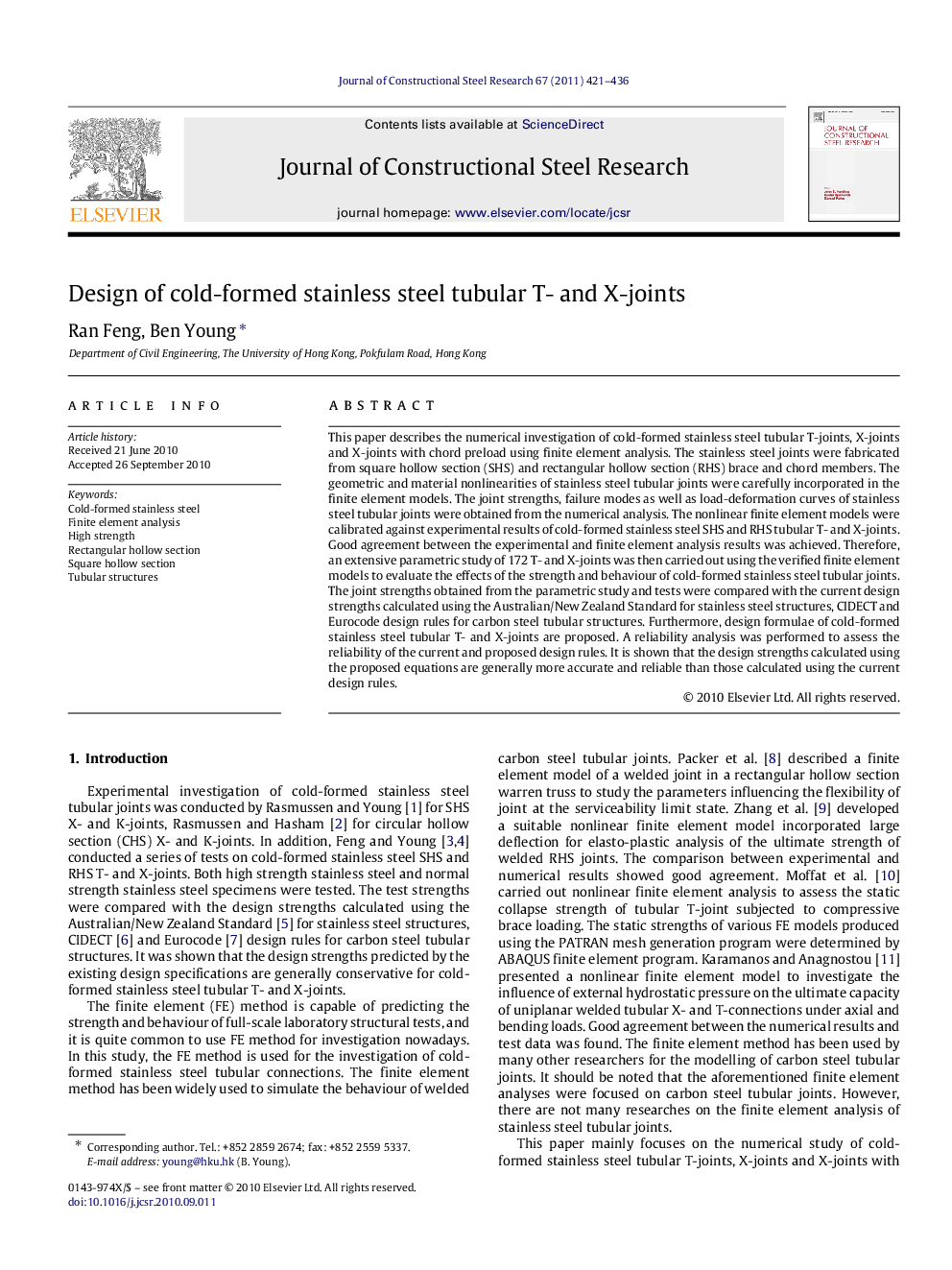 Design of cold-formed stainless steel tubular T- and X-joints