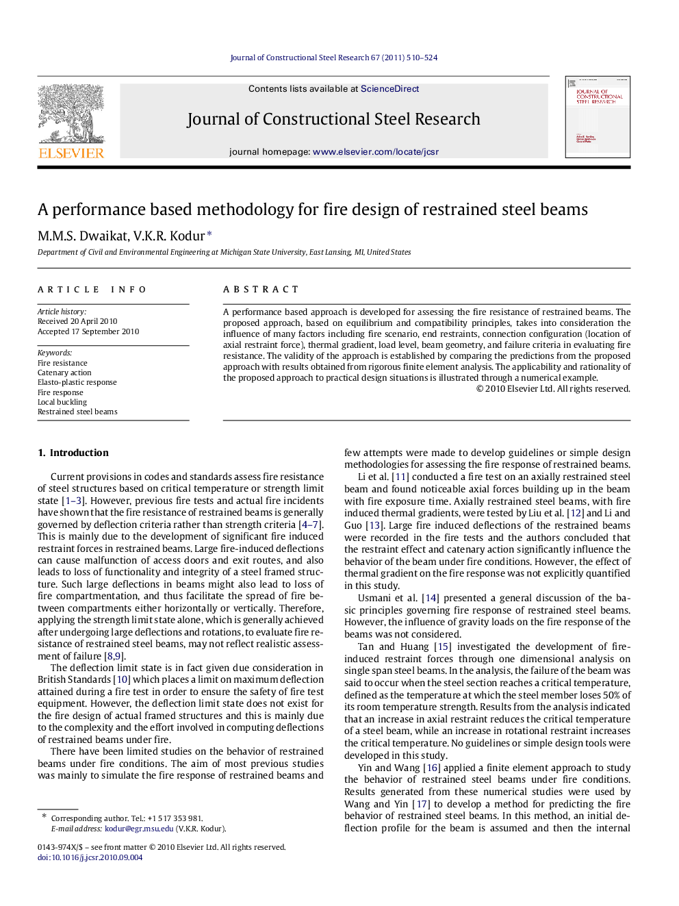 A performance based methodology for fire design of restrained steel beams