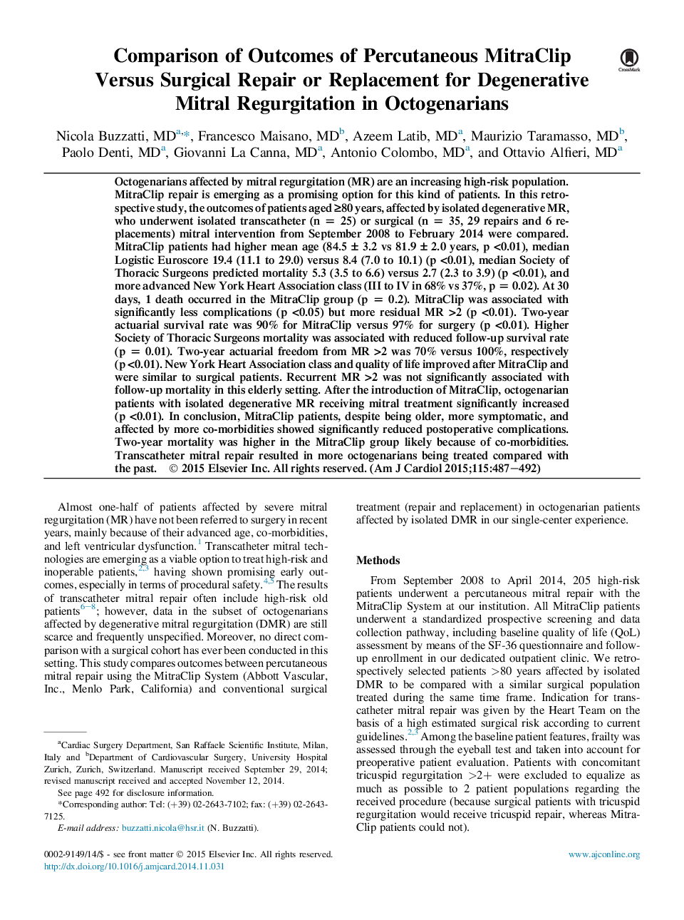 مقایسه نتایج نتیجه میتراسیپ جلدی در مقابل جراحی یا جایگزینی برای رگگریته میترال دژنراتیو در اکستروژن ها 