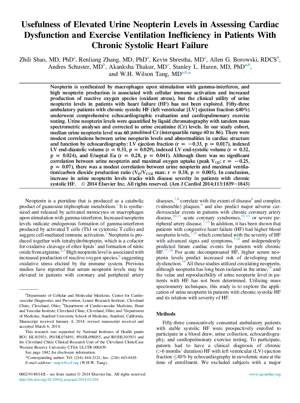 سودمندی سطوح نئوپترین ادرار در ارزیابی اختلال عملکرد قلبی و ناکارآمدی تهویه مناسب در بیماران مبتلا به نارسایی مزمن سیستم قلبی 