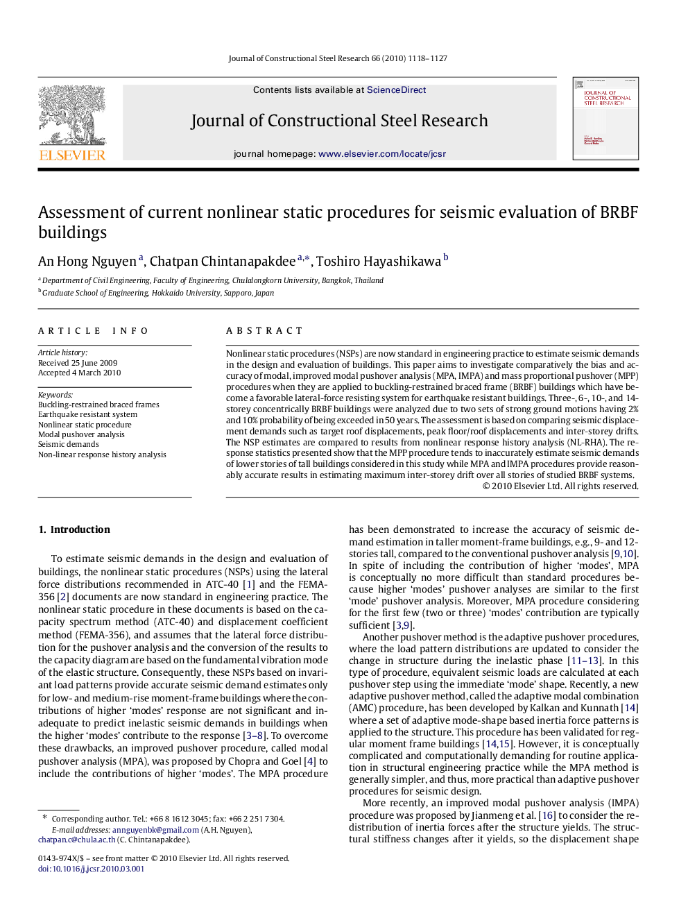 Assessment of current nonlinear static procedures for seismic evaluation of BRBF buildings