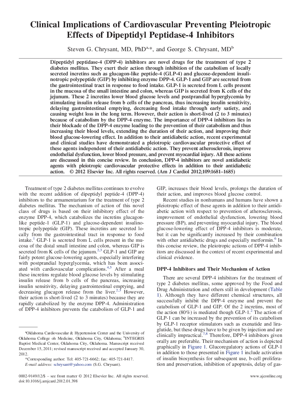 عکس صفحه اول مقاله: Clinical Implications of Cardiovascular Preventing Pleiotropic Effects of Dipeptidyl Peptidase-4 Inhibitors Clinical Implications of Cardiovascular Preventing Pleiotropic Effects of Dipeptidyl Peptidase-4 Inhibitors