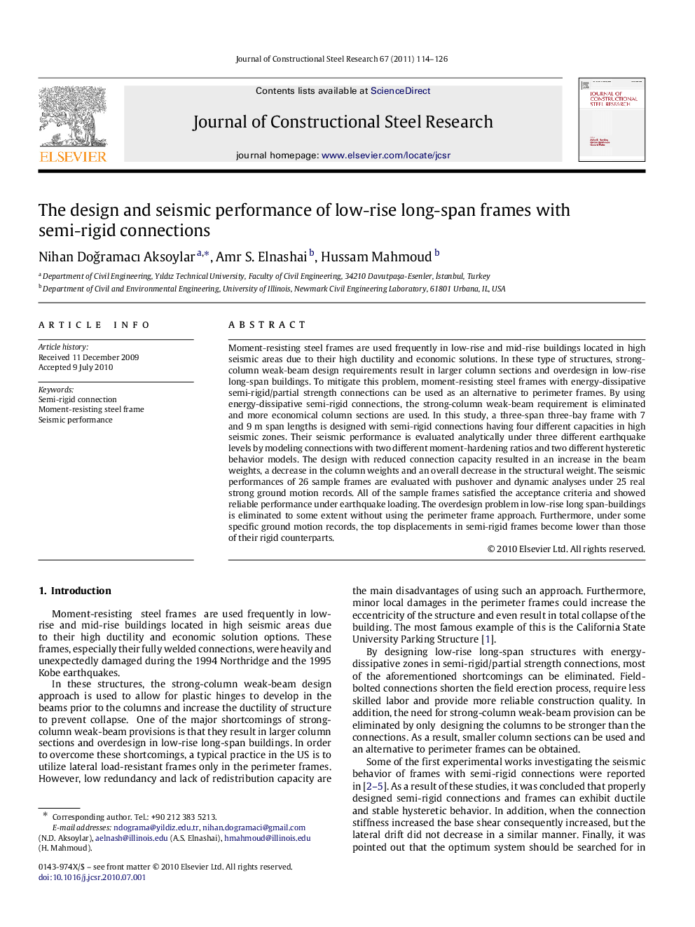 The design and seismic performance of low-rise long-span frames with semi-rigid connections