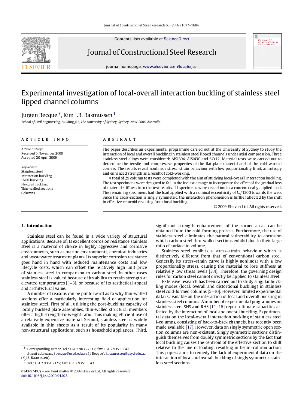 Experimental investigation of local-overall interaction buckling of stainless steel lipped channel columns