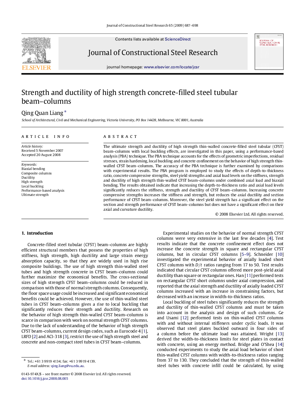 Strength and ductility of high strength concrete-filled steel tubular beam–columns