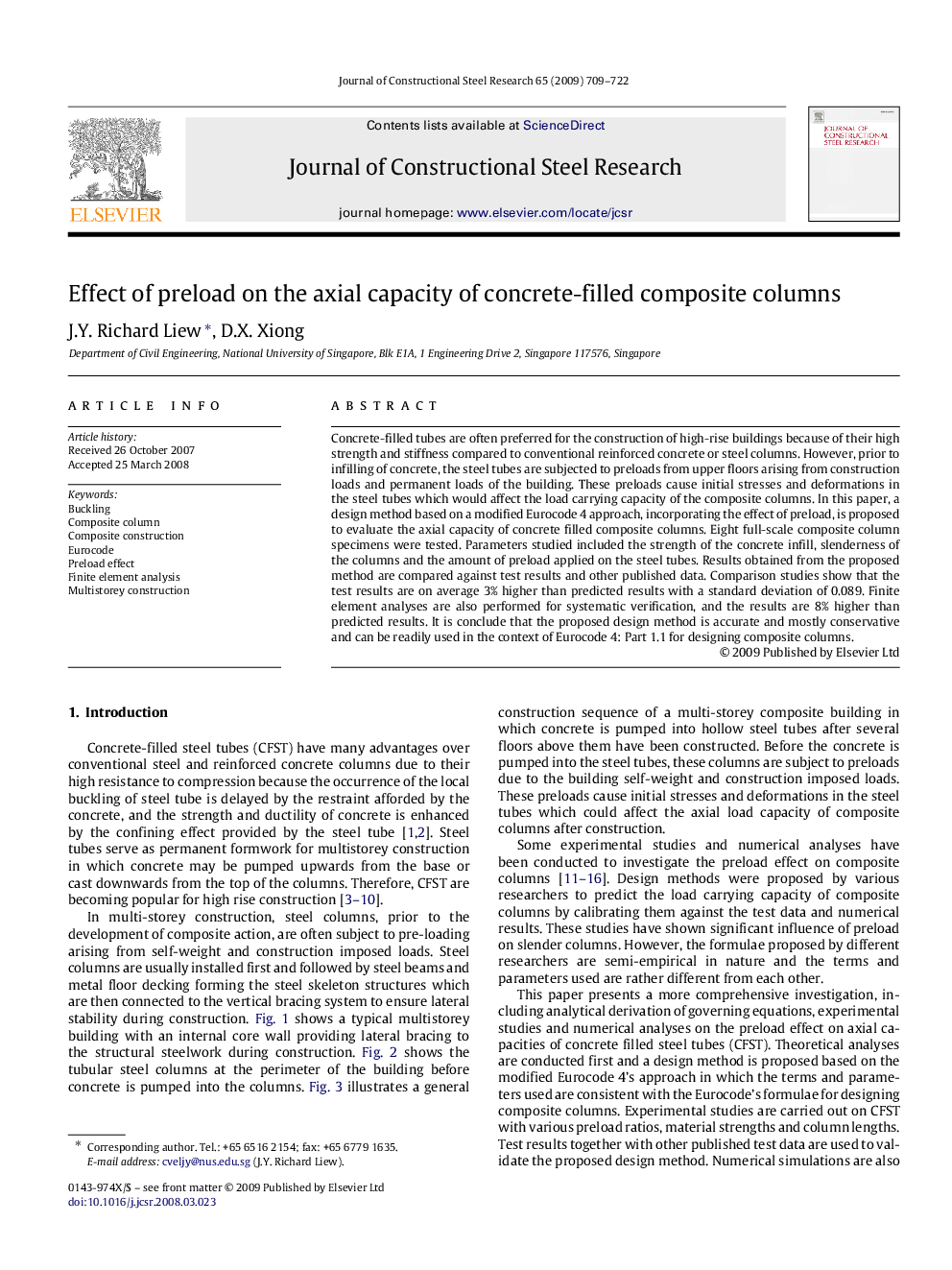 Effect of preload on the axial capacity of concrete-filled composite columns