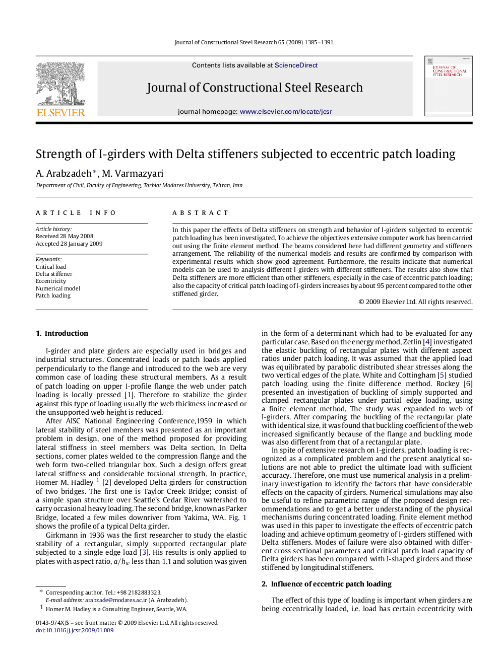 Strength of I-girders with Delta stiffeners subjected to eccentric patch loading