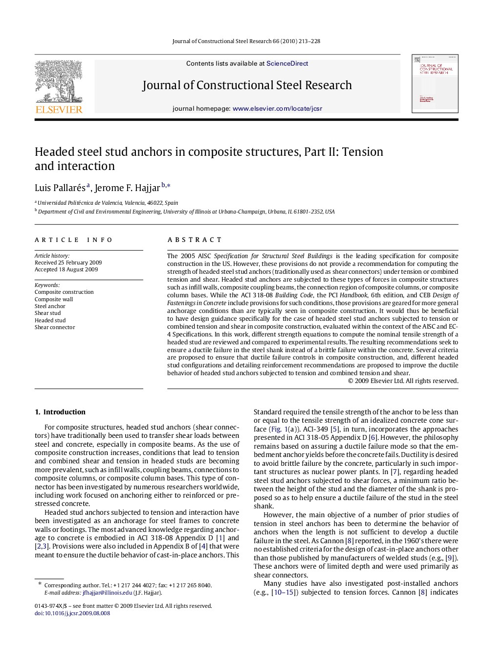 Headed steel stud anchors in composite structures, Part II: Tension and interaction