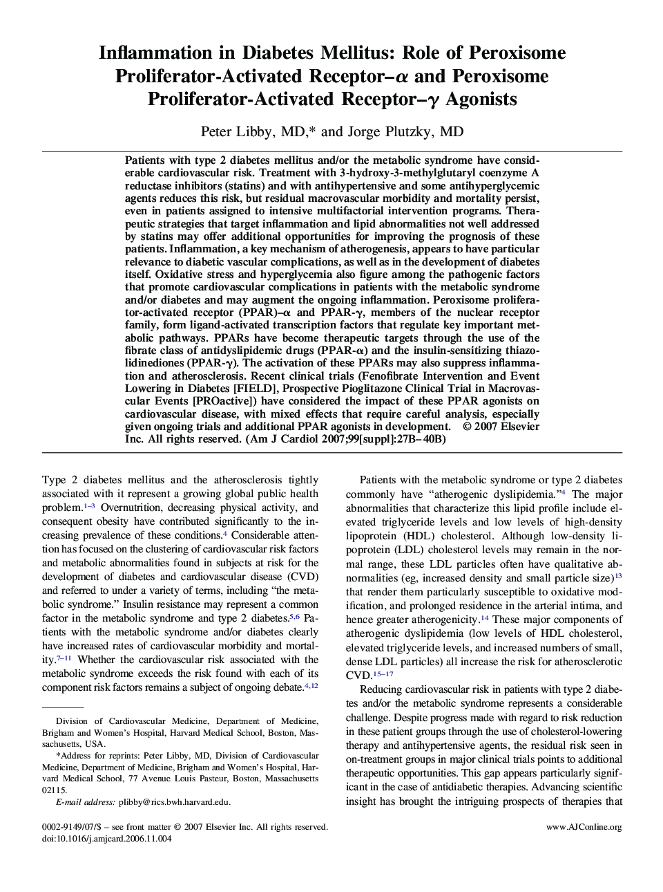 عکس صفحه اول مقاله: Inflammation in Diabetes Mellitus: Role of Peroxisome Proliferator-Activated Receptor–α and Peroxisome Proliferator-Activated Receptor–γ Agonists Inflammation in Diabetes Mellitus: Role of Peroxisome Proliferator-Activated Receptor–α and Peroxisome Proliferator-Activated Receptor–γ Agonists