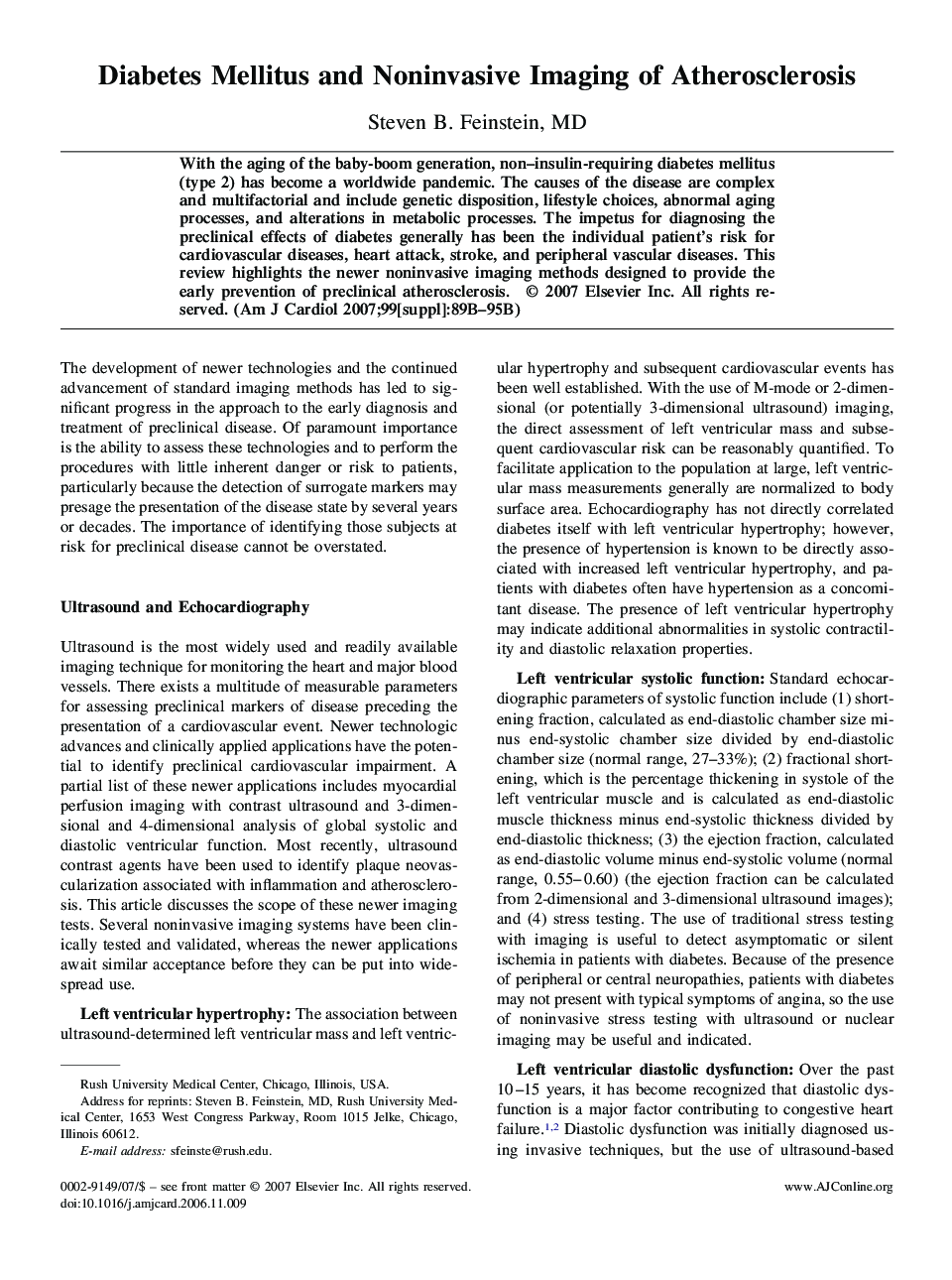 Diabetes Mellitus and Noninvasive Imaging of Atherosclerosis