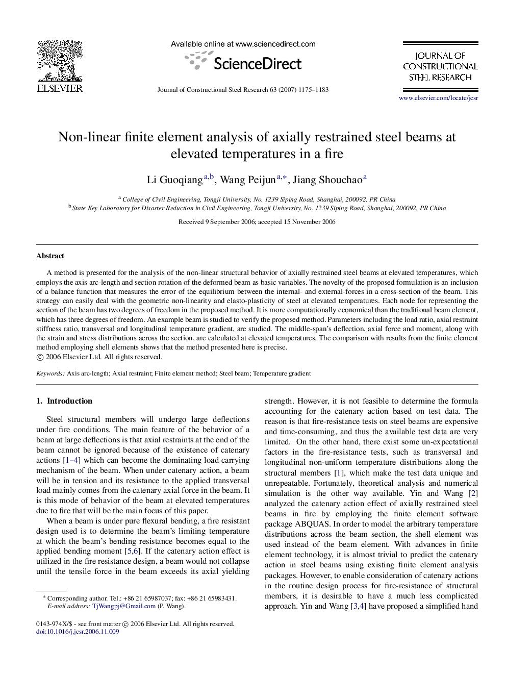 Non-linear finite element analysis of axially restrained steel beams at elevated temperatures in a fire