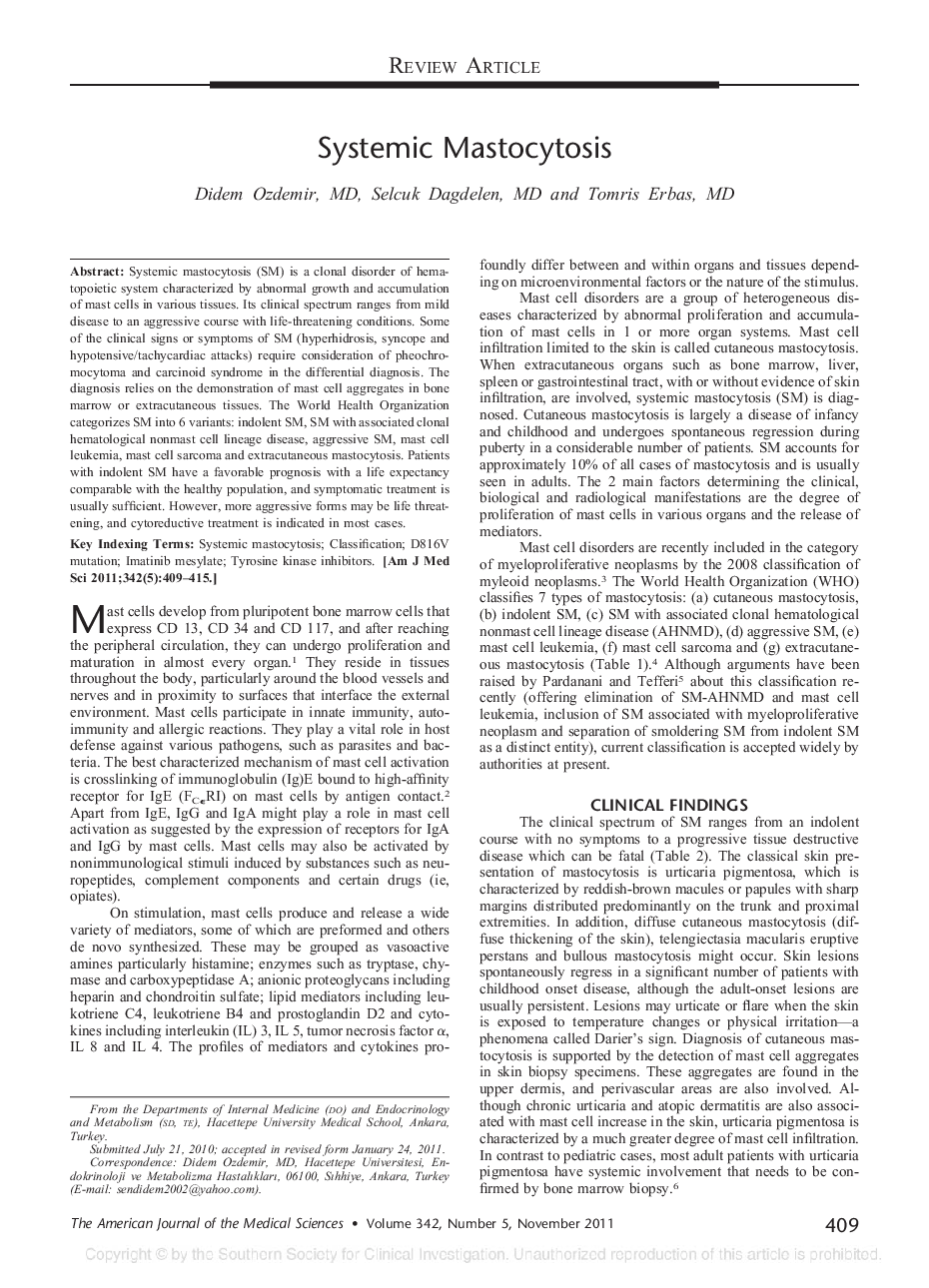 Systemic Mastocytosis