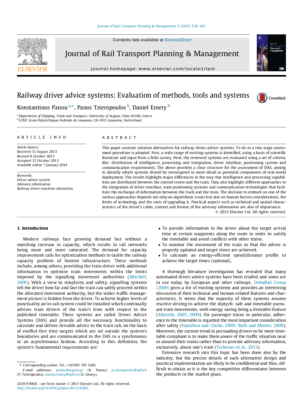 Railway driver advice systems: Evaluation of methods, tools and systems