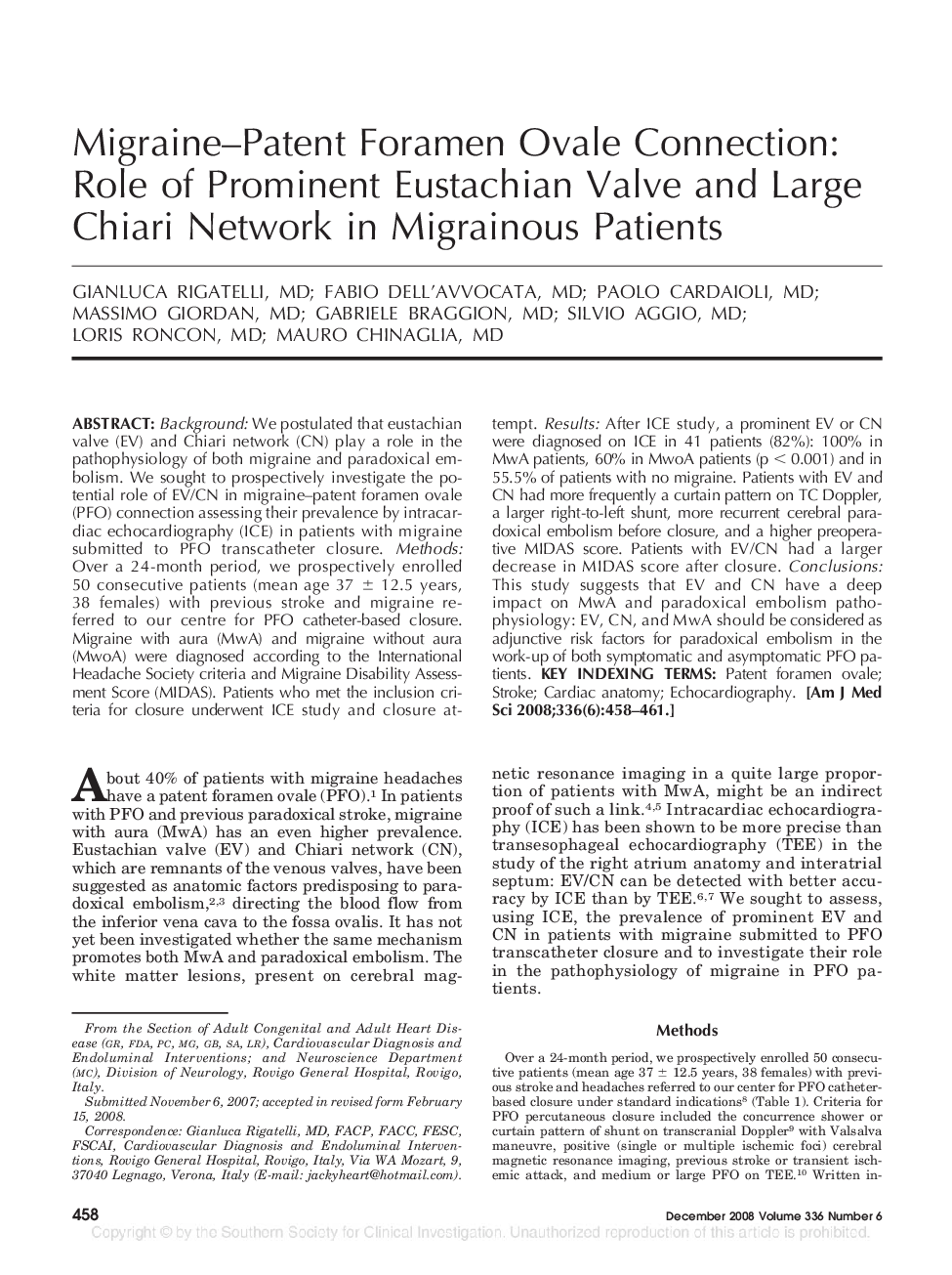 Migraine-Patent Foramen Ovale Connection: Role of Prominent Eustachian Valve and Large Chiari Network in Migrainous Patients