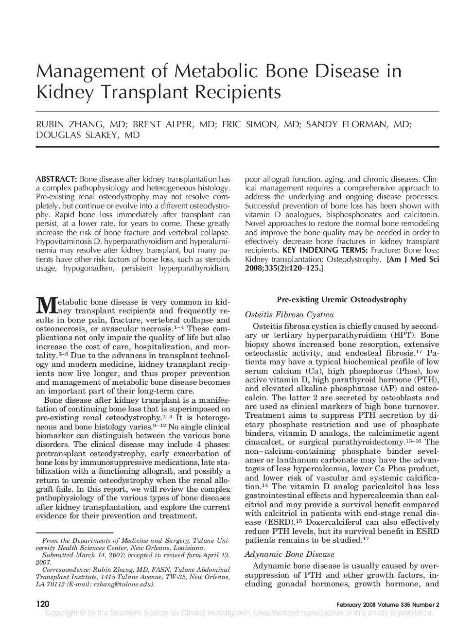 Management of Metabolic Bone Disease in Kidney Transplant Recipients