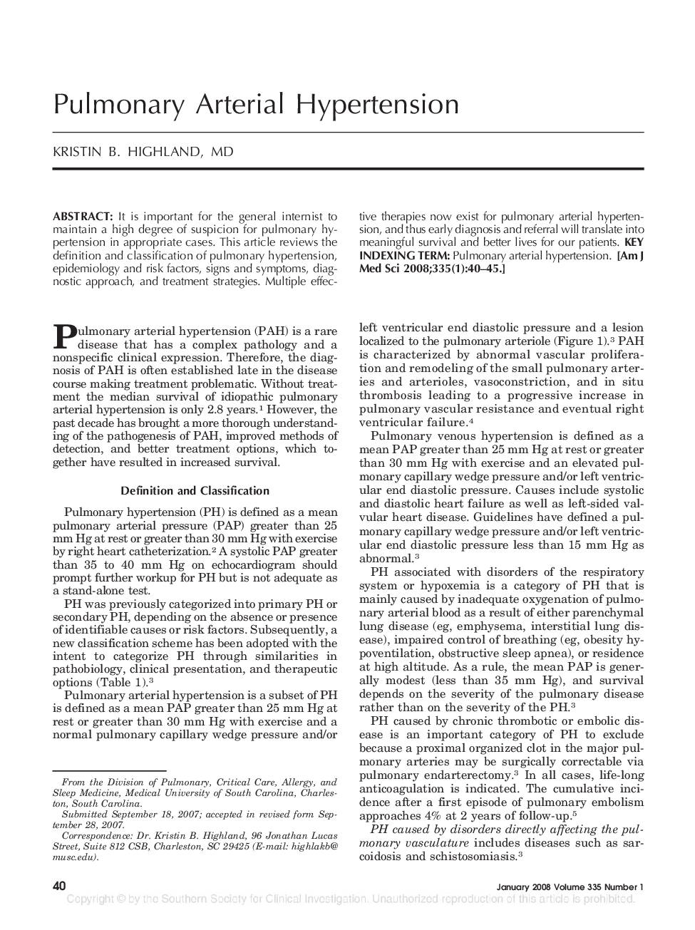 Pulmonary Arterial Hypertension