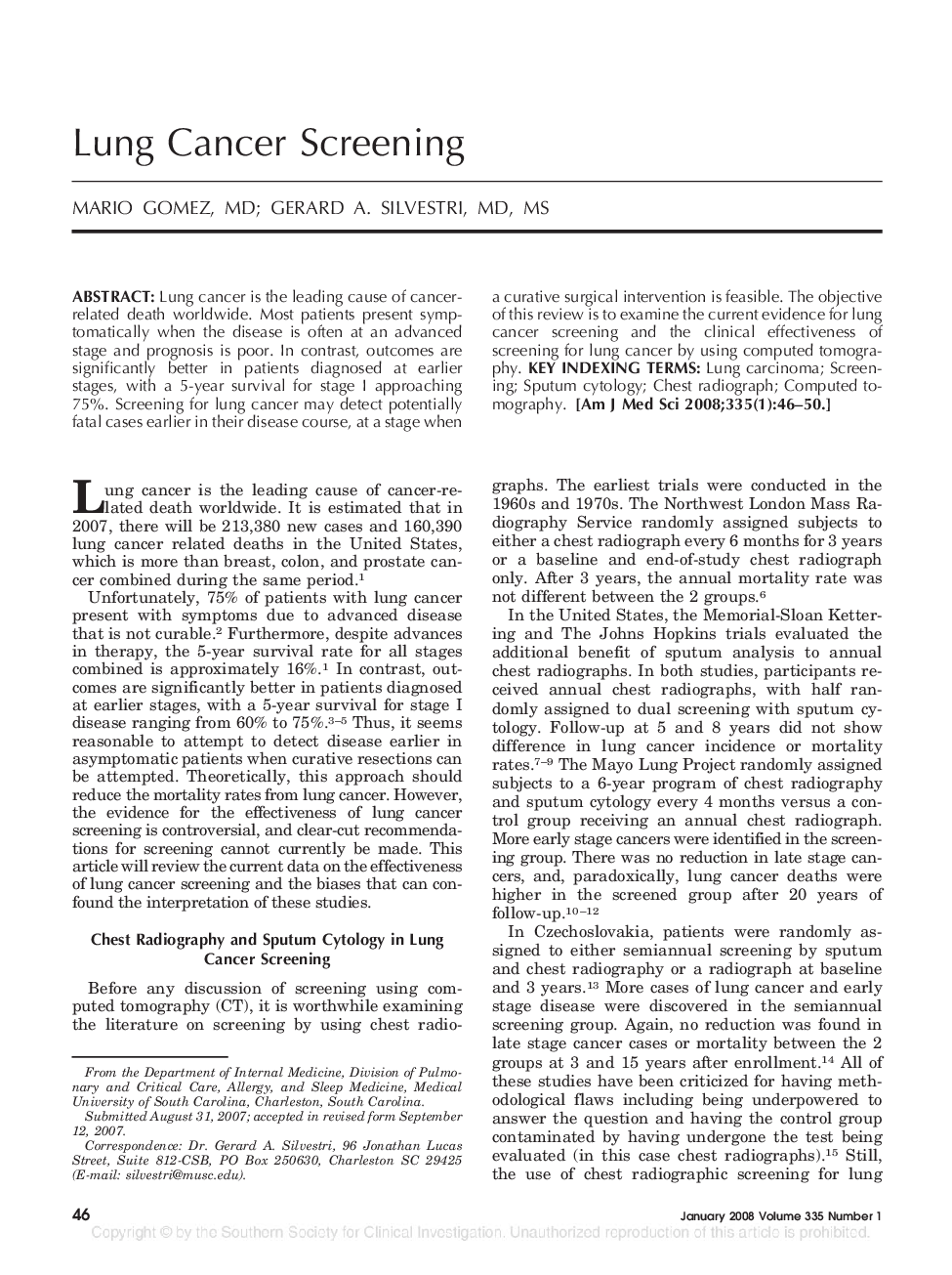 Lung Cancer Screening