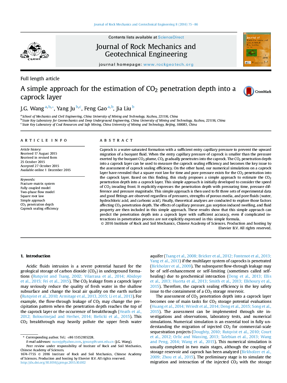 A simple approach for the estimation of CO2 penetration depth into a caprock layer 