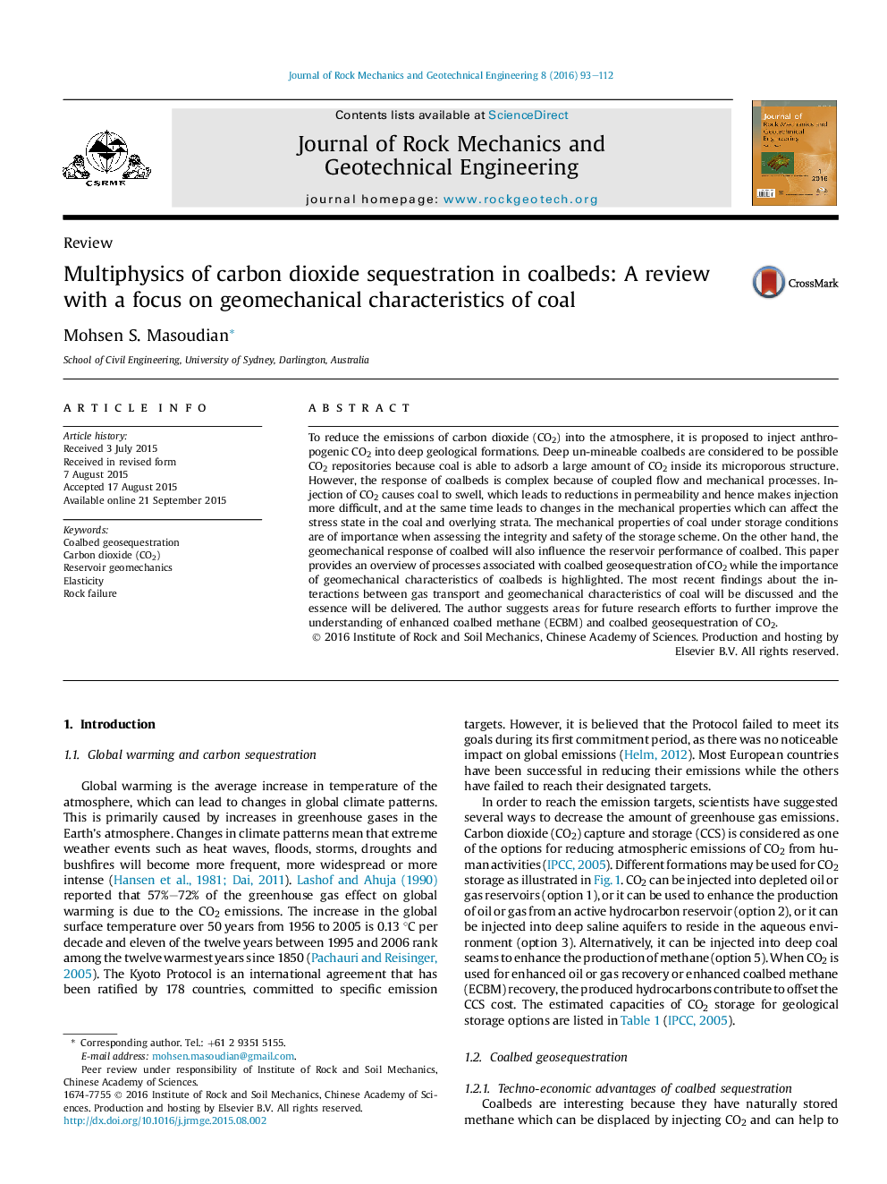 Multiphysics of carbon dioxide sequestration in coalbeds: A review with a focus on geomechanical characteristics of coal 