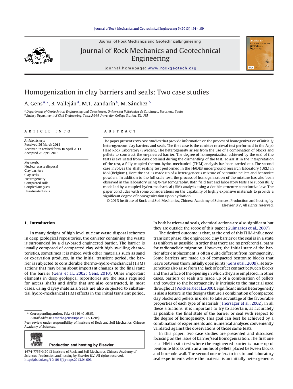 Homogenization in clay barriers and seals: Two case studies 