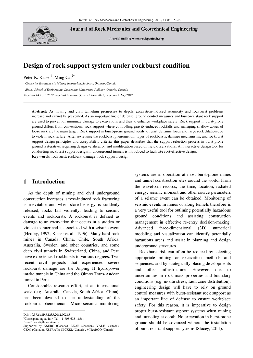 Design of rock support system under rockburst condition 