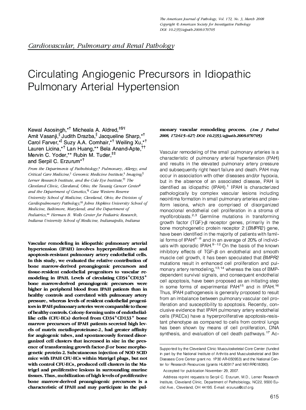 Circulating Angiogenic Precursors in Idiopathic Pulmonary Arterial Hypertension 