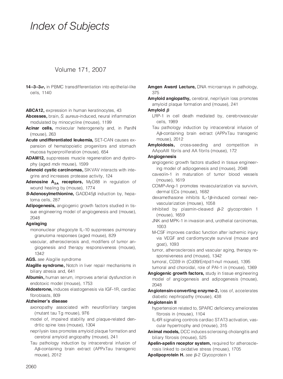 Index of Subjects