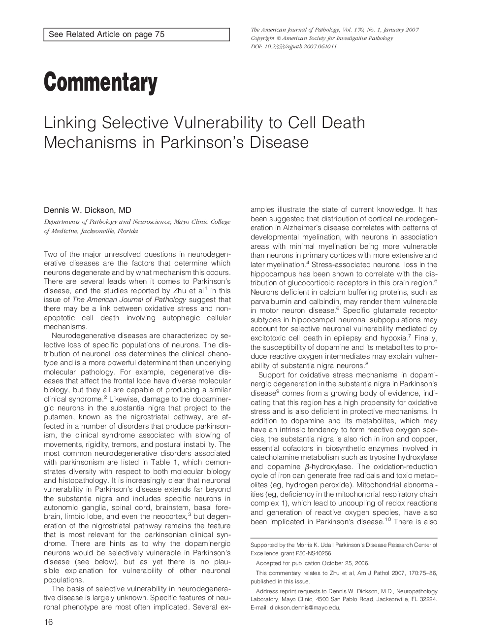 Linking Selective Vulnerability to Cell Death Mechanisms in Parkinson's Disease