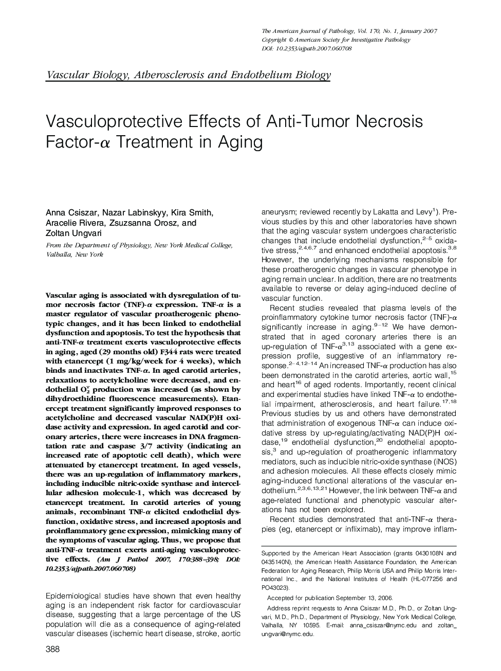 Vasculoprotective Effects of Anti-Tumor Necrosis Factor-α Treatment in Aging 